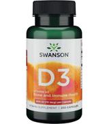 SWANSON Witamina D3 400IU, 250 kapsułek
