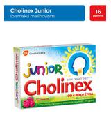 Cholinex Junior, pastylki do ssania, smak malinowy, 16 sztuk