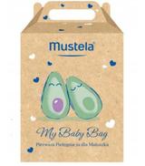 Mustela My Baby Bag Pierwsza Pielęgnacja dla Maluszka Delikatny żel do mycia - 200 ml + Krem do twarzy - 40 ml + Chusteczki Oczyszczające - 25 szt.+ Krem do przewijania - 50 ml - cena, opinie, wskazania