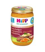HiPP BIO od pokoleń, Kasza bulgur z warzywami, cieciorką i wołowiną, po 11. m-cu, 220 g - ważny do 2025-08-31