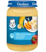Gerber Deser jabłka banany i mango z delikatnym twarożkiem dla niemowląt po 6 miesiącu, 190 g