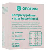 Opatrim Kompresy jałowe z gazy bawełnianej 5 x 5 cm, 25 sztuk