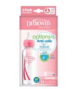 Dr Brown's Options + Butelka antykolkowa standard w kolorze różowym 250 ml - 2 szt. Do karmienia niemowląt - cena, opinie, stosowanie