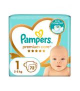 Pampers Premium Care pieluszki rozmiar 1, 2 kg - 5 kg, 72 sztuki