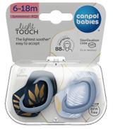 Canpol babies, smoczek silikonowy Light touch symetryczny Gold 6-18 m, 2 sztuki 22/665_blu