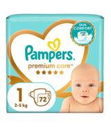 Pampers Premium Care pieluszki rozmiar 1, 2 kg - 5 kg, 72 sztuki