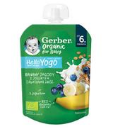 Gerber Organic For Baby Hello Yogo Deserek banany jagody z jogurtem i płatkami zbóż po 6. miesiącu, 80 g - ważny do 2024-05-31