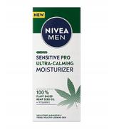 Nivea Men Sensitive Pro Ultra-Calming Krem nawilżający 24 h z 100% organicznym olejem z nasion konopnych i witaminą E, 75 ml