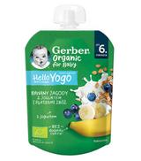 Gerber Organic For Baby Hello Yogo Deserek banany jagody z jogurtem i płatkami zbóż po 6. miesiącu, 80 g - ważny do 2025-08-31