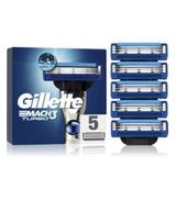 Gillette Mach3 Turbo Ostrza wymienne do maszynki do golenia dla mężczyzn, 5 sztuk