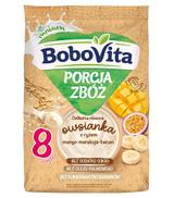 BoboVita Porcja Zbóż Delikatna Mleczna Owsianka z ryżem mango-marakuja-banan po 8. miesiącu, 210 g