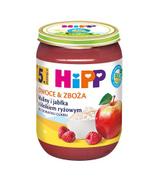 HiPP BIO od pokoleń, Maliny i jabłka z kleikiem ryżowym, po 5. miesiącu, 190 g