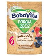 BoboVita Porcja Zbóż Delikatna Mleczna Owsianka z ryżem jagoda-jeżyna-truskawka po 6. miesiącu, 210 g