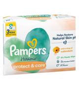 Pampers Harmonie Protect & Care Chusteczki nawilżane dla dzieci, 44 chusteczki, 3 opakowania