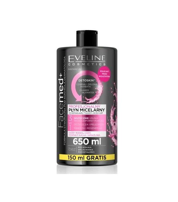 Eveline Cosmetics Facemed+ Profesjonalny płyn micelarny 3w1 - 650 ml - cena,opinie, właściwości