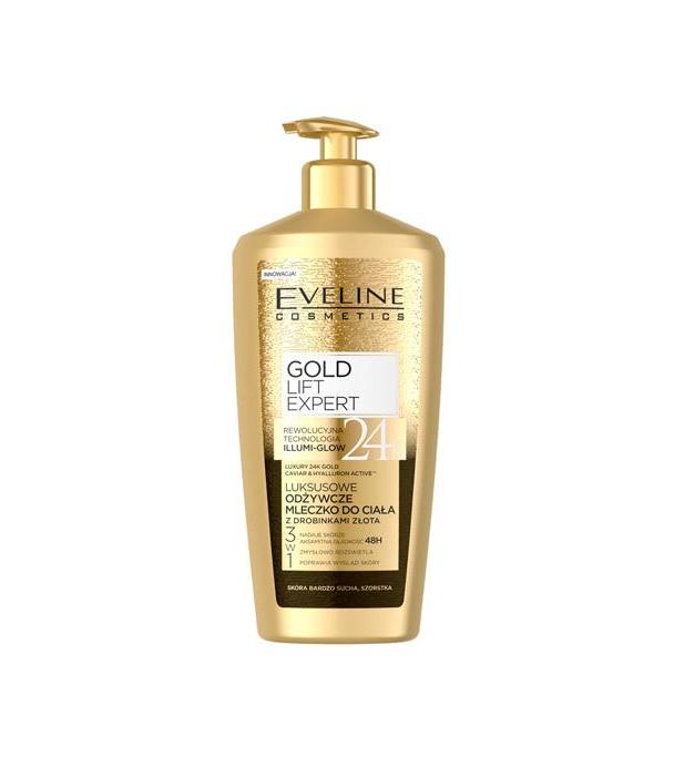 Eveline Gold Lift Expert Luksusowe odżywcze mleczko do ciała z drobinkami złota - 350 ml - cena, opinie, właściwości