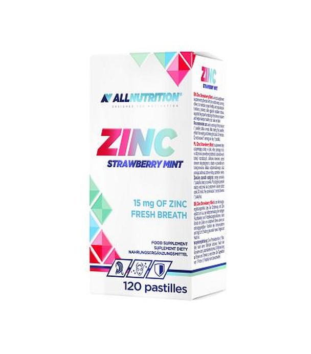 Allnutrition Zinc Strawberry Mint, 120 pastylek - ważny do 2025-09-01