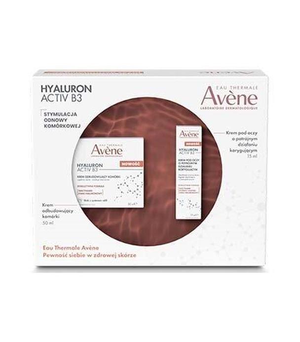 AVENE HYALURON ACTIV B3 Zaawansowana pielęgnacja odmładzająca: Hyalauron Activ B3 krem odbudowujący komórki 50 ml + Hyaluron Activ B3 krem pod oczy o potrójnym działaniu korygującym 15 ml [ZESTAW]