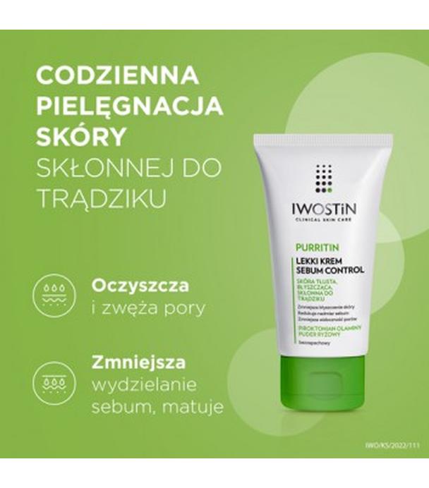 Iwostin Purritin Lekki Krem Sebum Control, 60 ml, cena, opinie, właściwości  - ważny do 2025-09-01