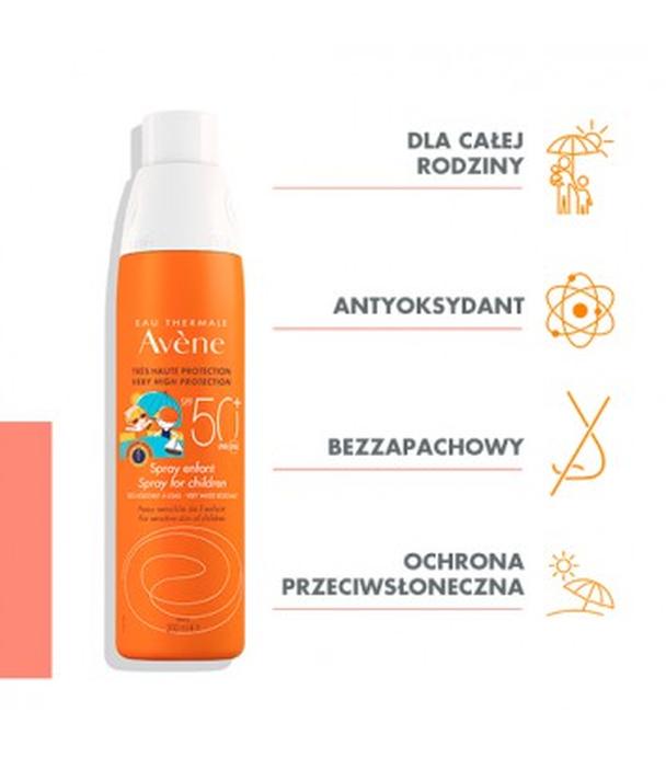 Avene Sun Spray dla dzieci SPF50+ Bardzo wysoka ochrona przeciwsłoneczna, 200 ml