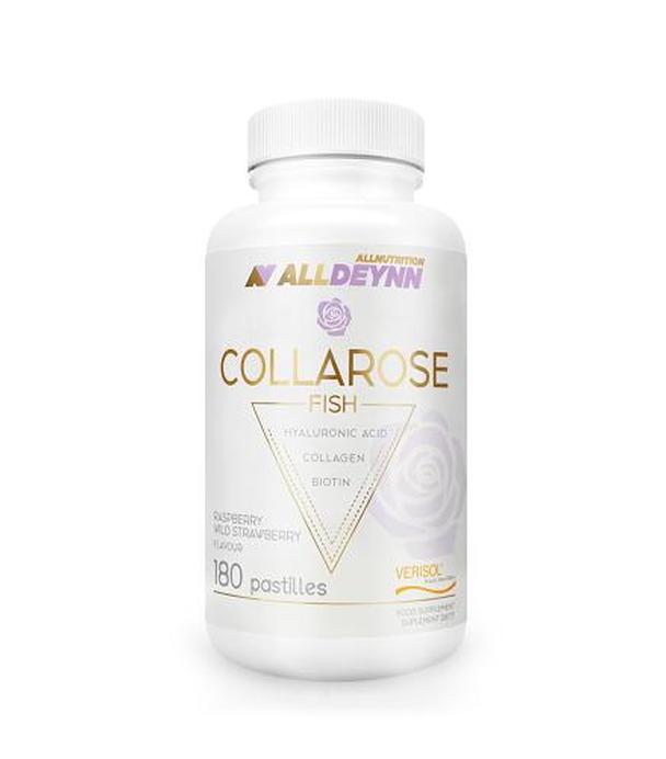 Allnutrition AllDeynn Collarose Fish Raspberry Wild Strawberry, 180 tabletek do ssania