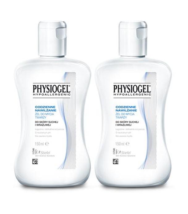 Physiogel Żel do mycia twarzy do skóry suchej i wrażliwej, 2 x 150 ml