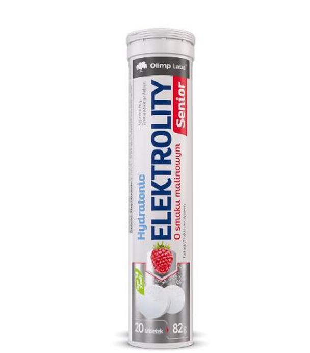 Olimp Hydratonic Elektrolity Senior, smak malinowy, tabletki musujące, 20 sztuk