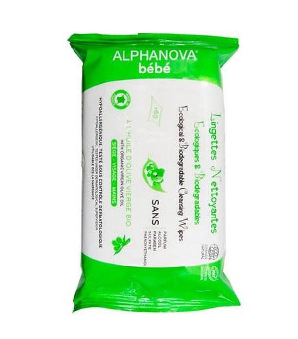 ALPHANOVA BEBE Ekologiczne chusteczki biodegradowalne z oliwą - 60 szt