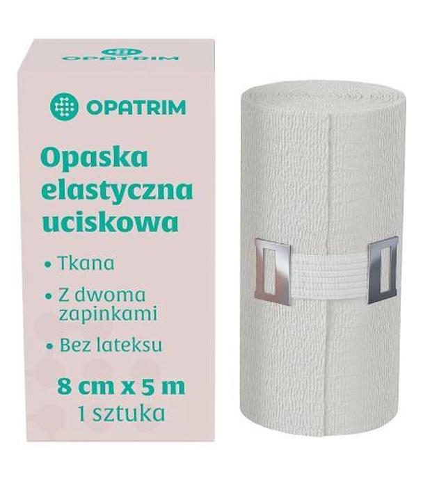 Opatrim Opaska uciskowa tkana elastyczna bez lateksu z 2 zapinkami 8 cm x 5 m, 1 sztuka