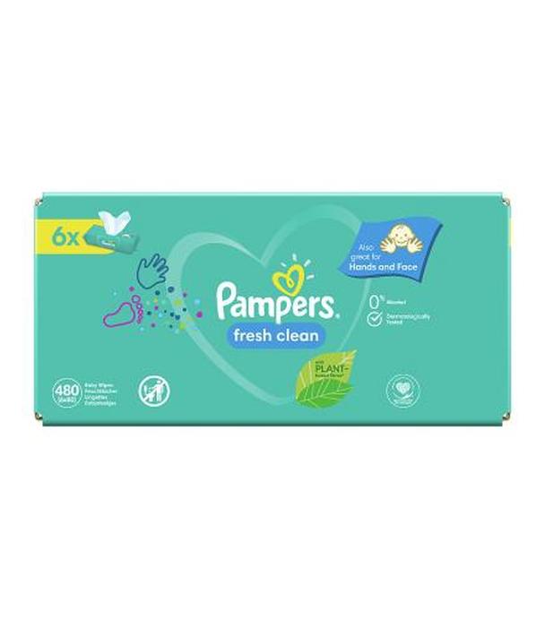 Pampers Fresh Clean chusteczki nawilżane, 6 x 80 szt., cena, opinie, skład