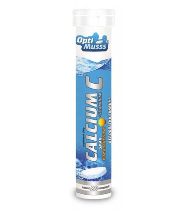 Optimusss Calcium + Witamina C, 20 tabl. mus., cena, opinie, właściwości - ważny do 2025-08-21
