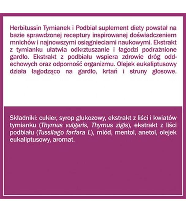 HERBITUSSIN TYMIANEK I PODBIAŁ, 12 pastylek - ważny do 2025-09-30
