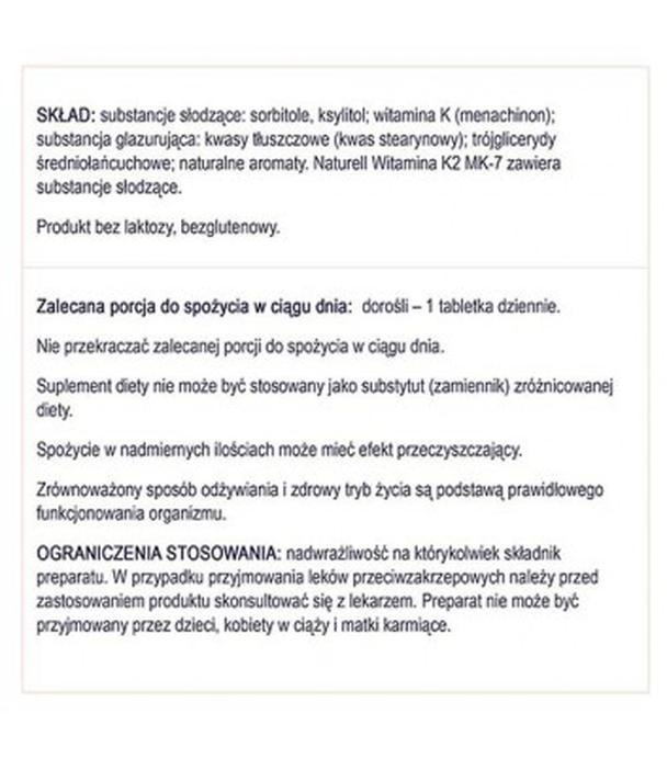 NATURELL Witamina K2 MK-7, 60 tabl. do ssania, cena, opinie, właściwości - ważny do 2025-10-01