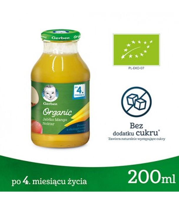 GERBER ORGANIC Nektar jabłko, mango po 4. miesiącu - 200 ml - cena, opinie, właściwości