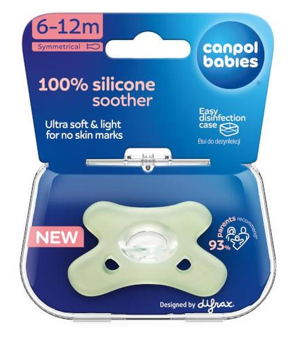 Canpol Babies, smoczek 100% silikonowy 6-12 m symetryczny, 1 sztuka 24/002_gre