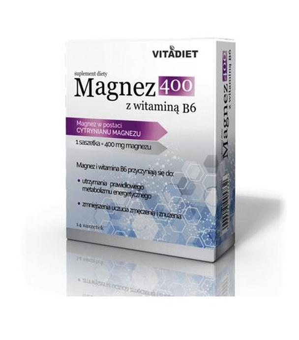 Vitadiet Magnez 400 z witaminą B6 - 14 saszetek - cena, opinie, wskazania