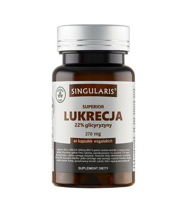 Singularis Superior Lukrecja 22% glicyryzyny 270 mg, 60 kaps., cena, wskazania, składniki