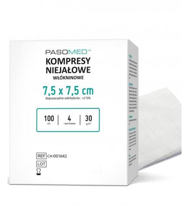 Pasomed Kompresy niejałowe włókninowe 4 warstwowe 7,5 x 7,5 cm 100 sztuk