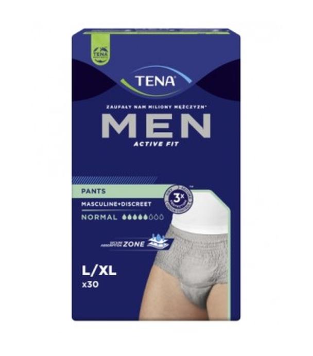 TENA Men Pants Normal Grey L/XL 95-130 cm, bielizna chłonna, 30 sztuk - ważny do 2025-09-28
