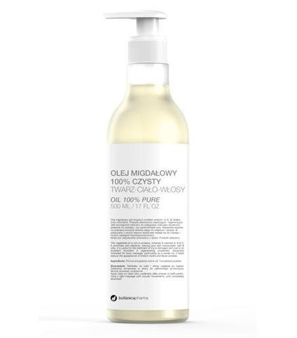 BOTANICAPHARMA Olej migdałowy 100% czysty - 500 ml. Pielęgnacja skóry i włosów.