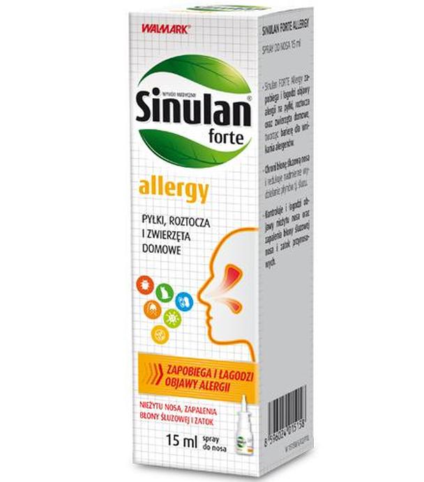 Sinulan Forte Allergy Spray do nosa - 15 ml - cena, opinie, wskazania