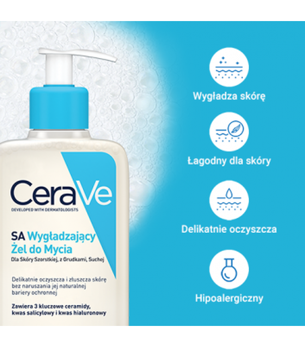 CeraVe SA, wygładzający żel do mycia, 236 ml