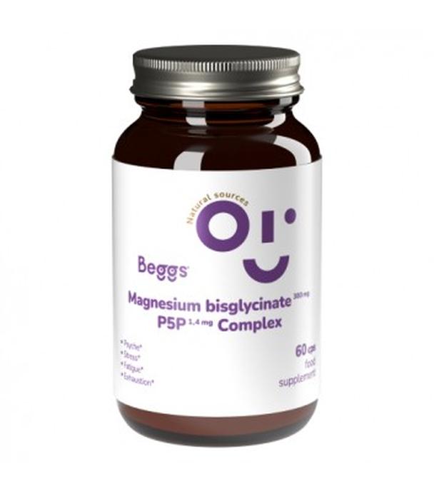 BEGGS Chelat magnezu 380 mg z witaminą B6, 60 kapsułek