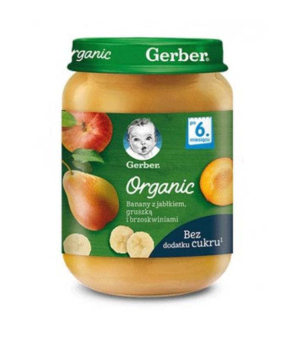 Gerber Organic Banany z jabłkiem, gruszką i brzoskwiniami po 6 miesiącu - 190 g - cena, opinie, wskazania
