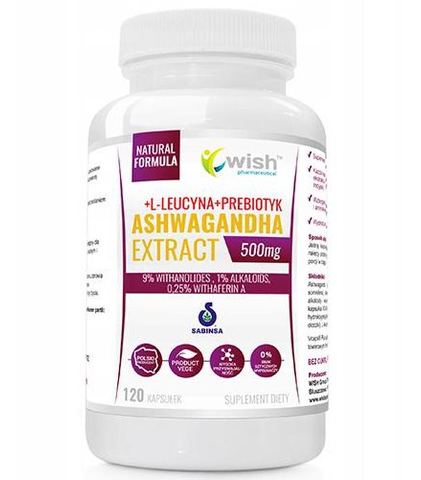 Wish Ashwagandha Ekstrakt 500 mg -120 kaps. - cena, opinie, dawkowanie