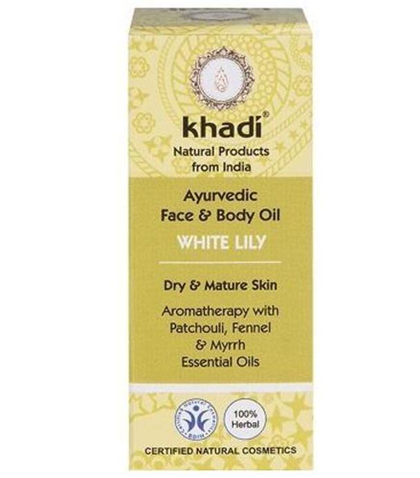 Khadi Ajurwedyjski olejek do twarzy i ciała z białą lilią - 10 ml - cena, opinie, wskazania