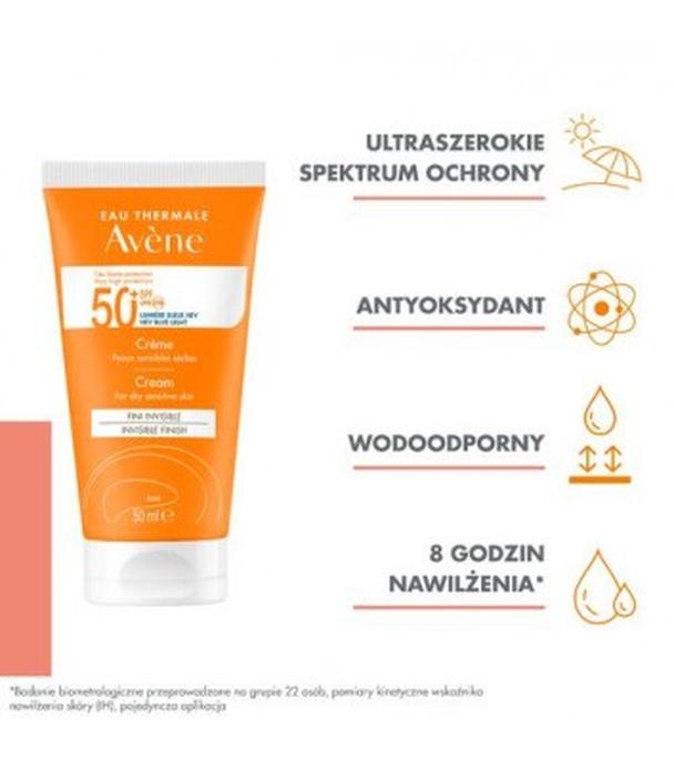 Avene Krem przeciwsłoneczny SPF50+ bardzo wysoka ochrona, 50 ml - ważny do 2025-10-31