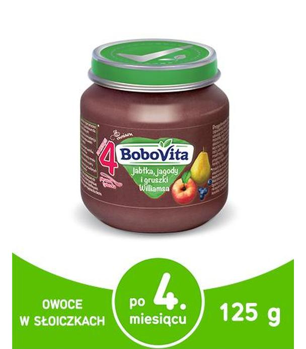 BOBOVITA Jabłka, jagody i gruszki Williamsa po 4 m-cu -125 g - cena, opinie, właściwości - ważny do 2024-08-07