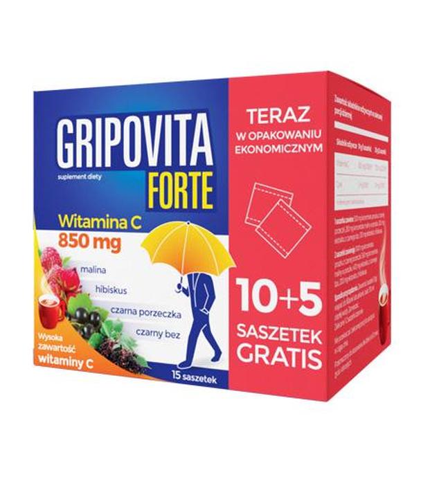 GRIPOVITA FORTE - 15 sasz. - przeziębienie - cena, opinie, właściwości