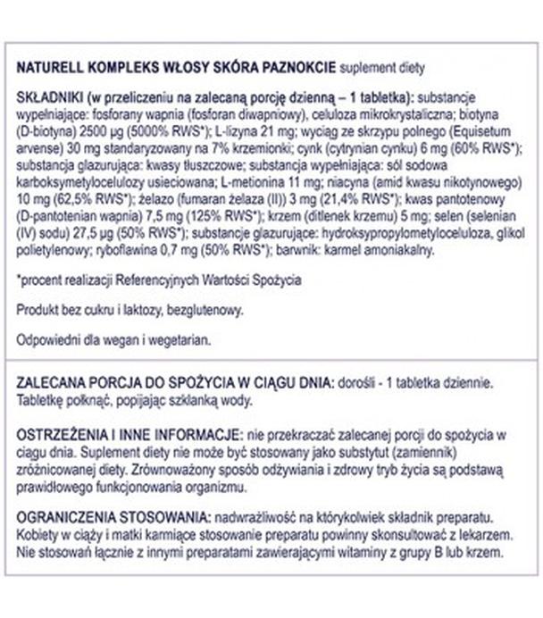 Naturell Kompleks Włosy Skóra Paznokcie, 120 tabletek